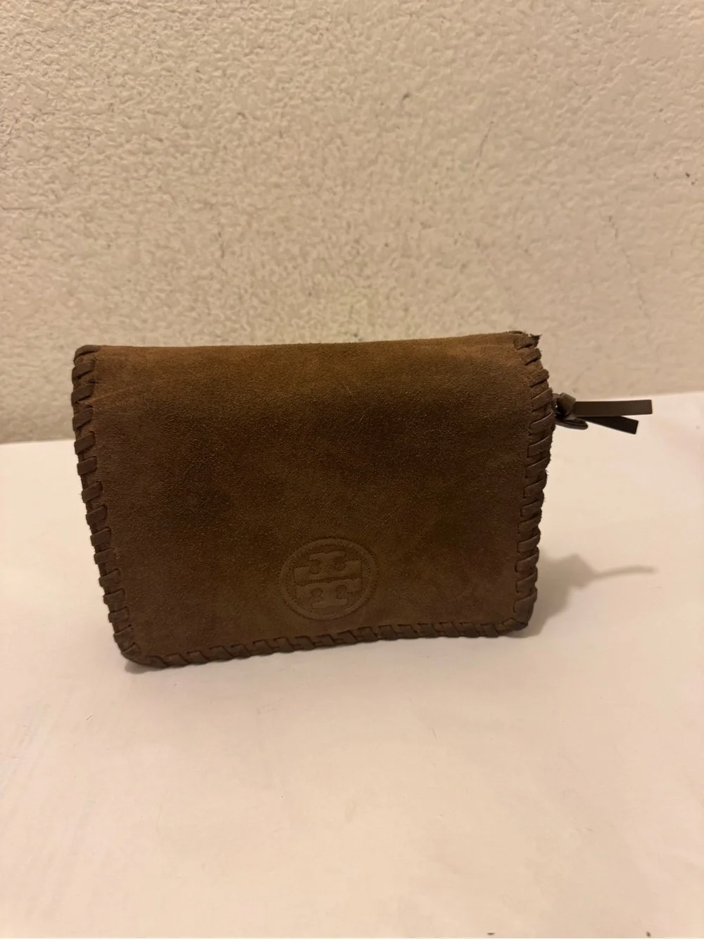 Tory Burch Brown Suede Whipstitched Crossbody
